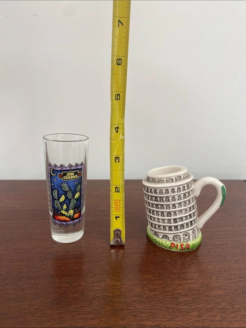 Set Of 2 Shot Glasses Mini Glasses Jose Cuervo & Tower of Pisa